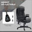 Fauteuil de massage avec vibration à 6 points Chaleur lombaire, dossier haut réglable | Noir | Tissu d'aspect lin-88955715