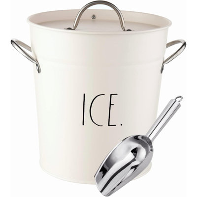 Seau à glace avec cuillère Seau en acier inoxydable avec couvercle à poignée et bac à glaçons 4 pte pour glaçons pour bars
