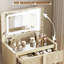 Ensemble de coiffeuse en bois avec miroir rabattable et 3 modes d'éclairage réglables-129422509