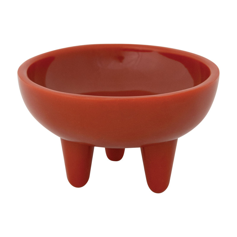 Bol rond à pieds en résine, rouge