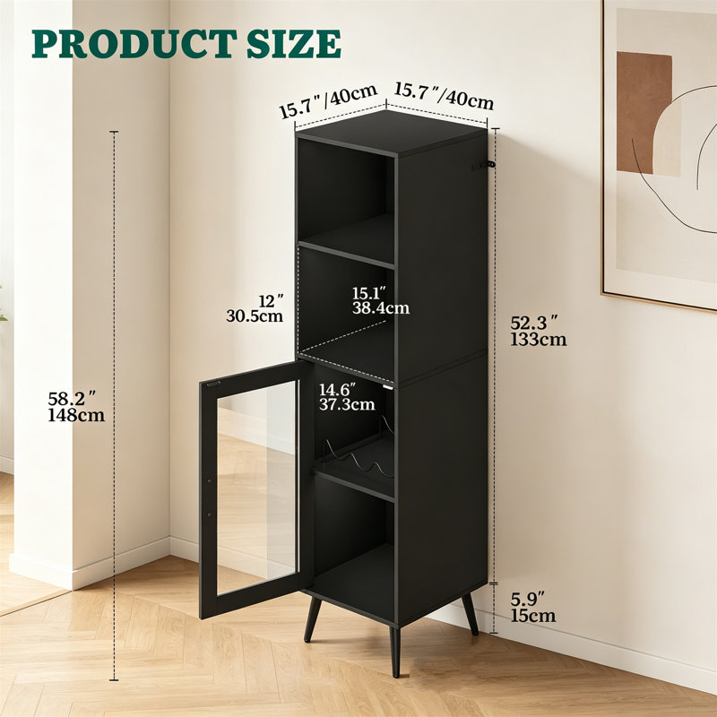 Wine Bottle & Glass Rack Black, 148 40 40