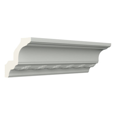 Endurathane Ophelia Crown Moulding, 4"H x 4"P x 5 3/4"F x 96"L, Factory Primed
