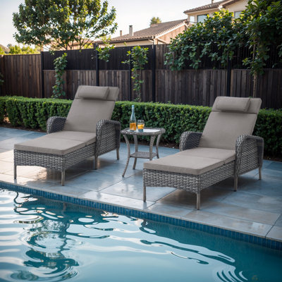 Dahlyla Outdoor All Weather Reclining Chaise Lounge Chair with Cushions
