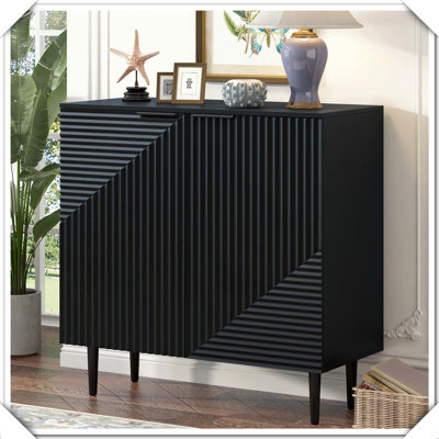 Armoire latérale moderne et minimaliste avec tablettes réglables et rangement à porte géométrique, élégant et fonctionnel
