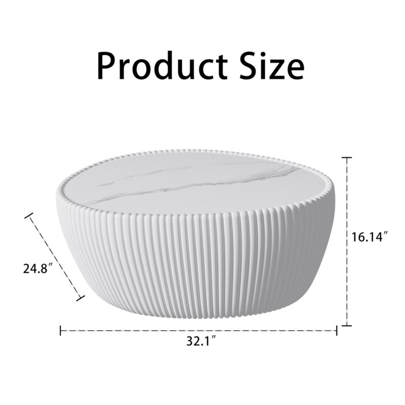 Light Marble Top Goose Eggs Shape White PU Coffee Modern Sofa Table For Living Room Furniture, White