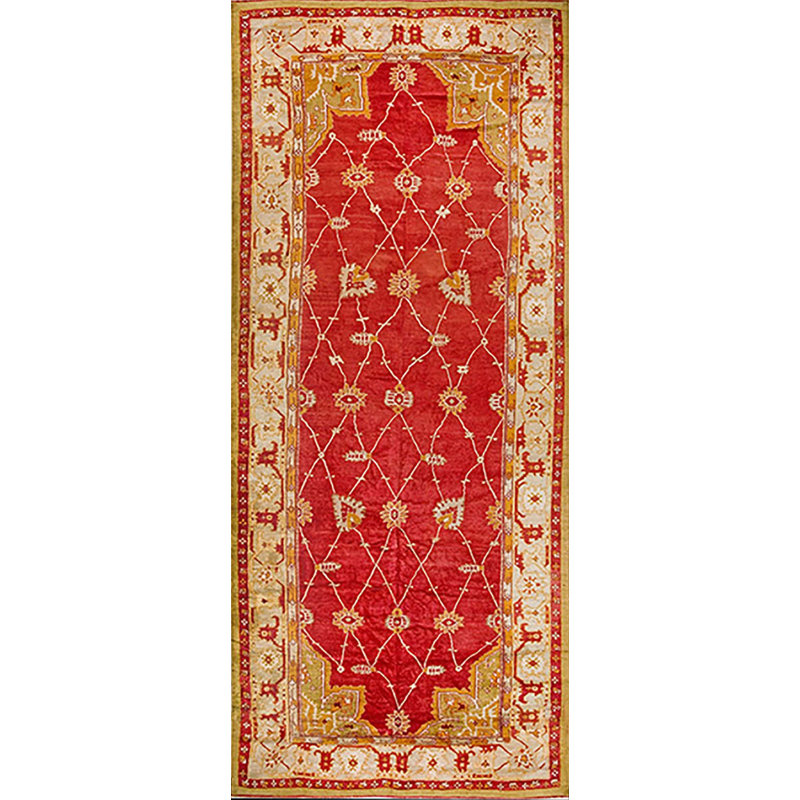 Tapis Oushak turc antique à grande échelle