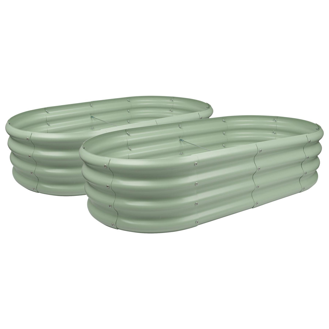 Harbour Housewares - Rounded Galvanised Steel Raised Garden Bed Planters - Set of 2