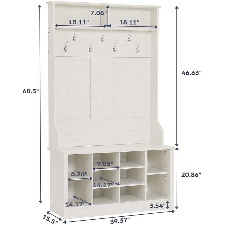 Garate 17.7'' Wide Hall Tree with Shoe Storage Flexible and Multifunct <div  class=aod_buynow></div>– Inhomelivings