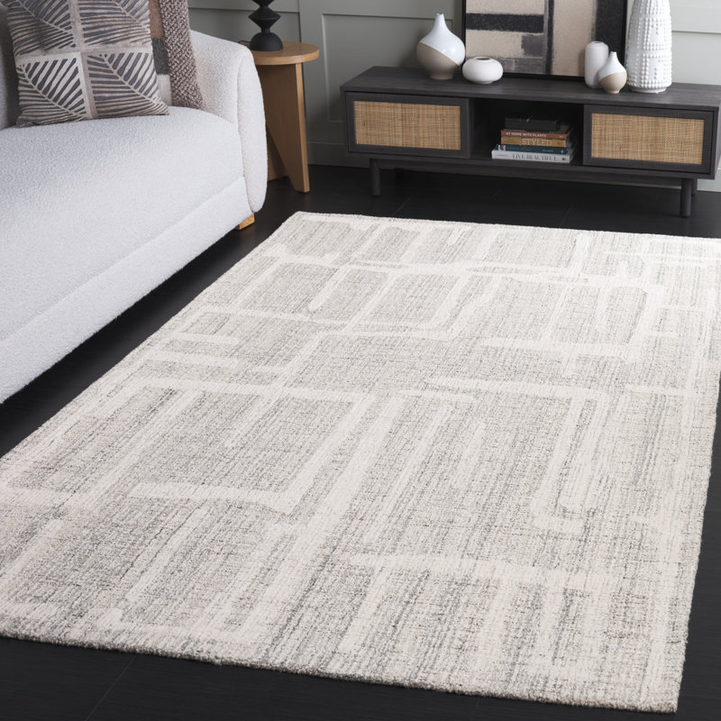 Abstract 460 Hand Tufted Wool Pile Abstract Rug, Square 6'