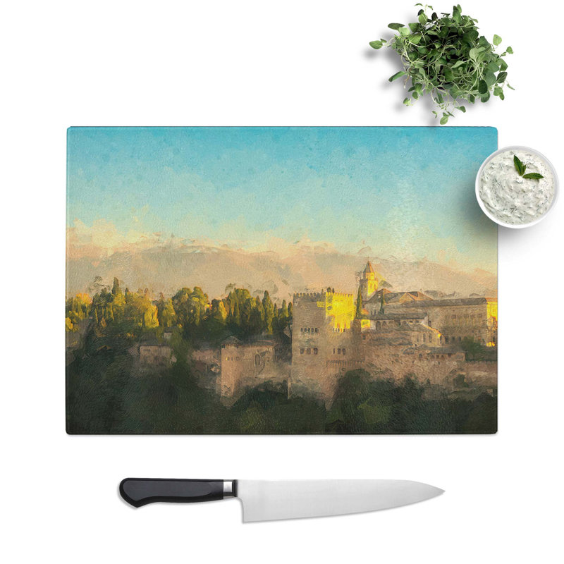 Tempered Glass The Alhambra in Granada Spain in Abstract Chopping Board, 28.5 cm W x 20 cm L