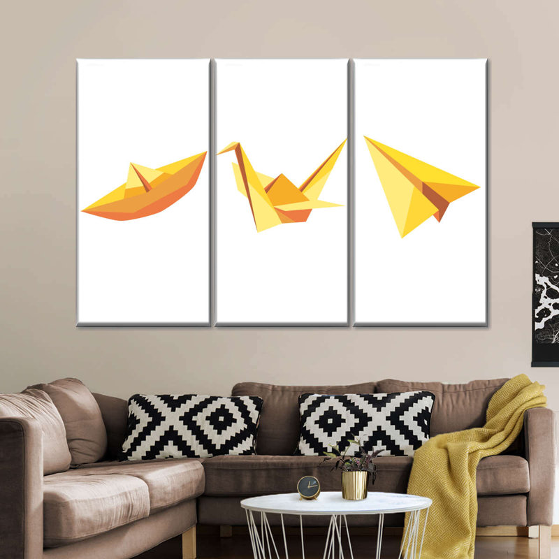 Origami 3 pièces, H 36 po x l 57 po x P 1,25 po