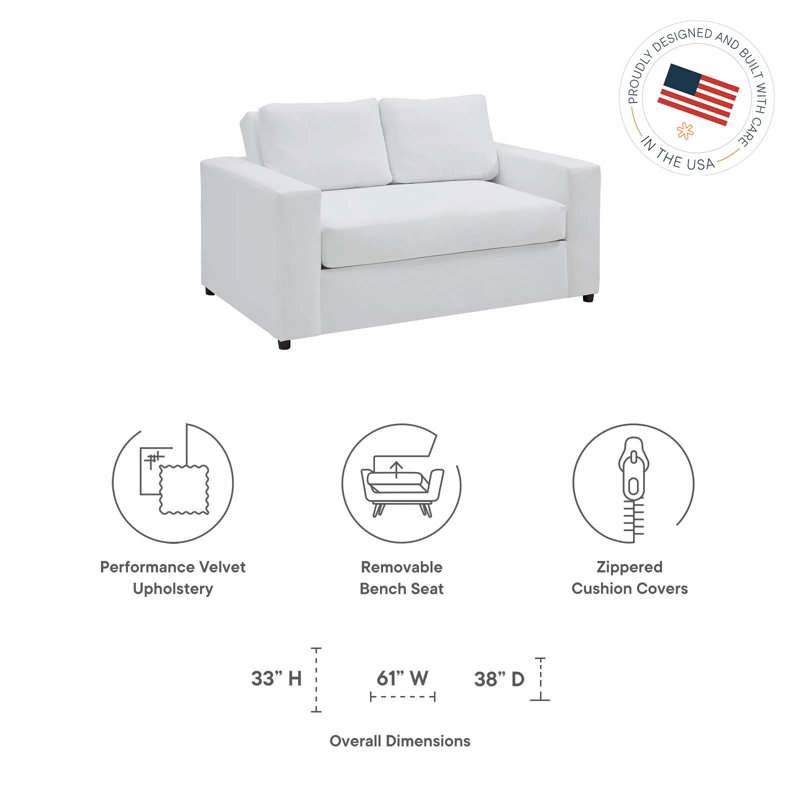 Causeuse Avendale - avec coussin de siège de banc par Modway, Velours blanc tourterelle