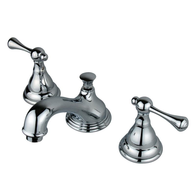 Kingston Brass Two-Handle 3-Hole Deck Mount Widespread Bathroom Faucet with Brass Pop-Up Drain, Polished Chrome
