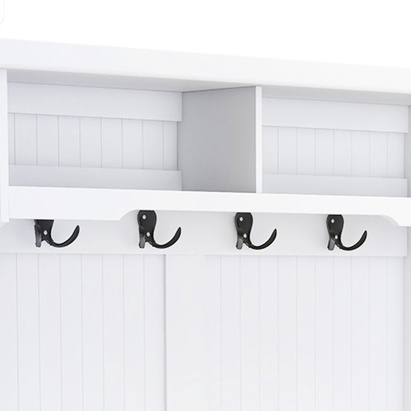 Arbre d'entrée avec 4 crochets et armoire à chaussures, banc de rangement blanc - fabrication d'un portemanteau
