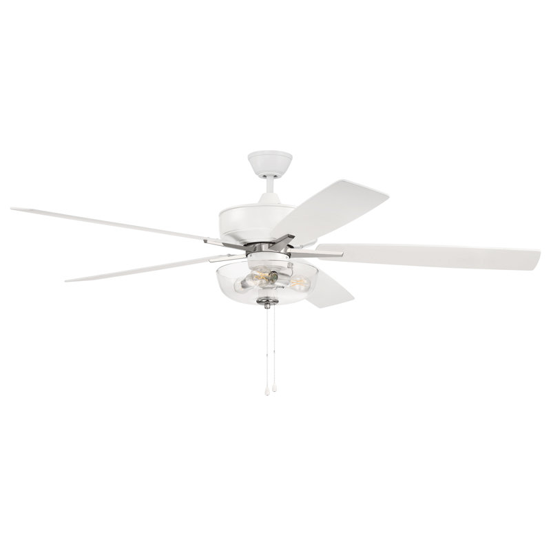 Mullaghboy 60'' Ceiling Fan with LED Lights, White / Polished Nickel