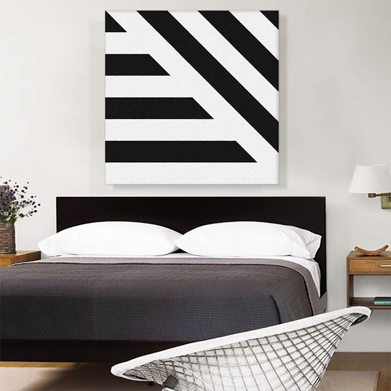 «Black Stripes» sur fond blanc - impression sur toile tendue, H 36 po x l 36 po x 1,5 po