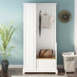 Raimer  Hall Tree with Flip-Up Bench, Minimalist Hallway Shoe Cabinet with Adjustable Shelves, Multifunctional Furniture with Hanging Hooks