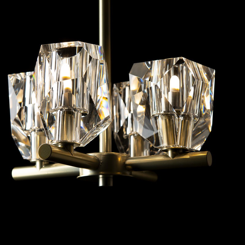 Gatsby 4 - Light Shaded Classic/Traditional Chandelier with Crystal Accents, Modern Brass