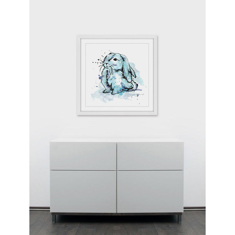 «Lapin Bleu», reproduction encadrée, H 24 po x l 24 po x P 1,5 po