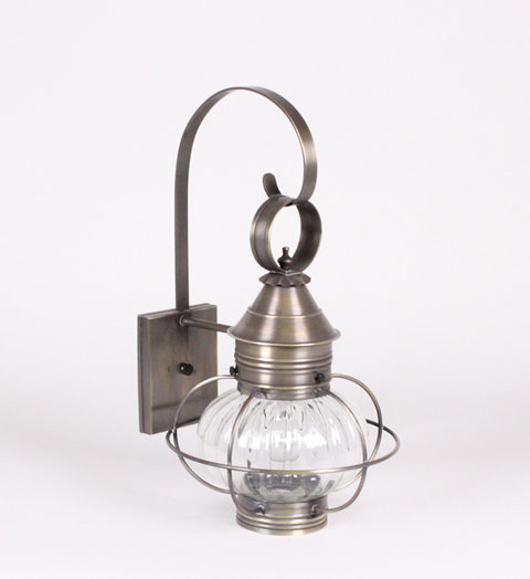 Onion 1-Light Outdoor Wall Lantern, Antique Brass, Clear