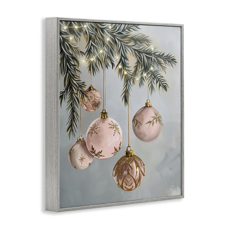 Ornements de Noël roses suspendus, estampe numérique, conception par Arlington Prints, H 20 po x l 16 po