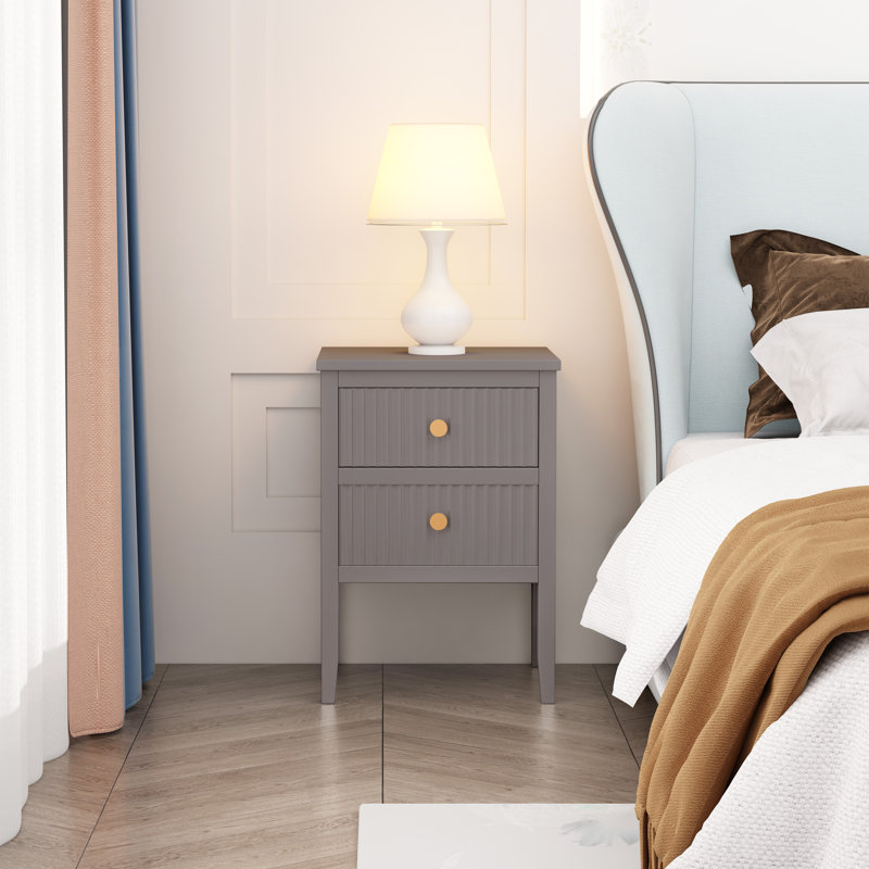 Amiere 42cm W Bedside Table, Grey