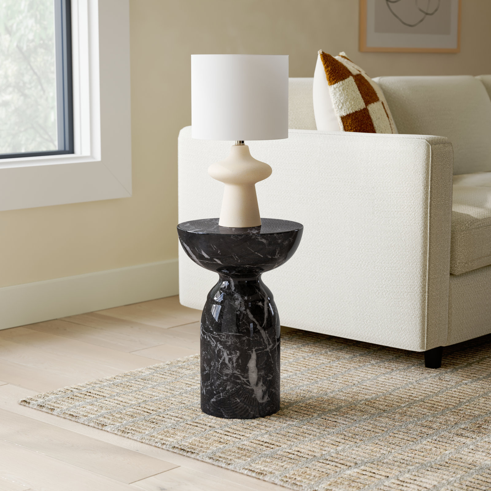 Macey End Table, Black Marble