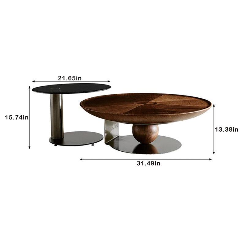 Tables gigognes à piédestal 2, H 15,74 po x L 53,14 po x l 31,49 po