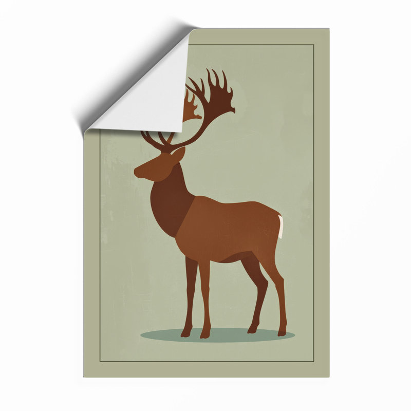 Deer With Branching Antlers Minimalist - Framed Print, Unframed, A1 - 84.1 x 59.4 cm