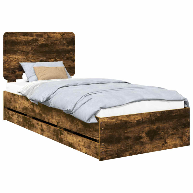 Bed, Smoked Oak, European Single (90 x 200 cm)