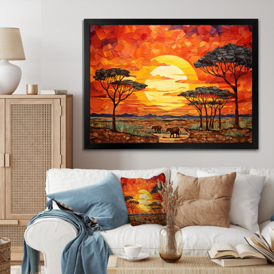 Savannah Sunset in African Safari Hues 2 - art mural mosaïque Boho