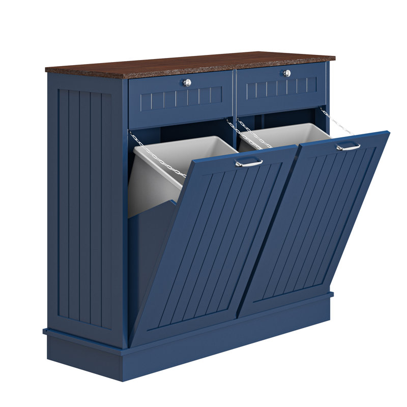 40 in. W x 14 in. D x 36 in. H Ready to Assemble Floor Base Tilt-Out Trash Kitchen Cabinet with 2-Drawer Trash Can not included