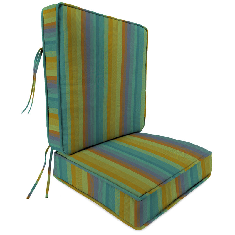 Sunbrella 22" x 45" Outdoor Deep Seat Cushion Set with Ties, Astoria Lagoon