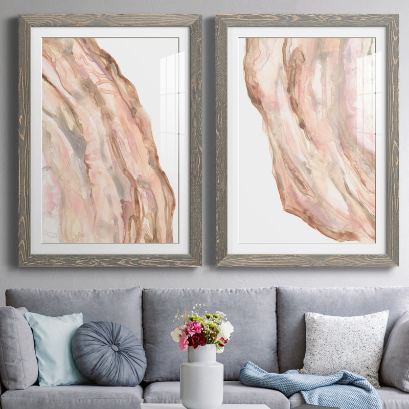 Rose Quartz I encadré mat - prêt à accrocher, Encadré gris, H 20 po x l 17 po x P 1 po