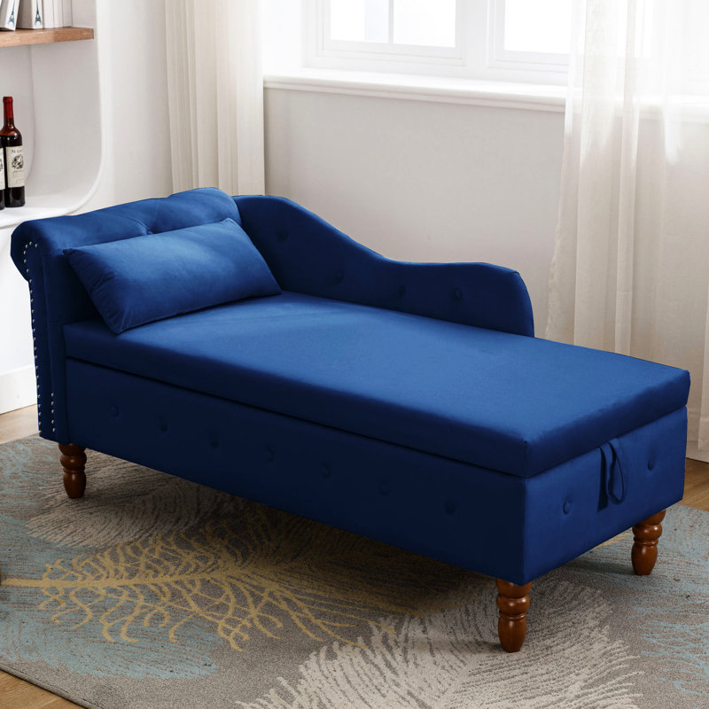 Chaise rembourrée avec velours doux et rangement dissimulé pour le confort de la chambre à coucher Tissu Mid-Century moderne