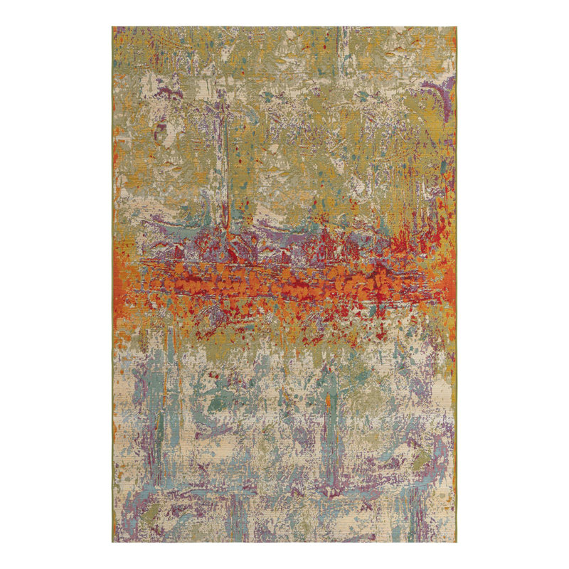 Trona Washable Abstract Indoor / Outdoor Rug, Rectangle 6' x 9'