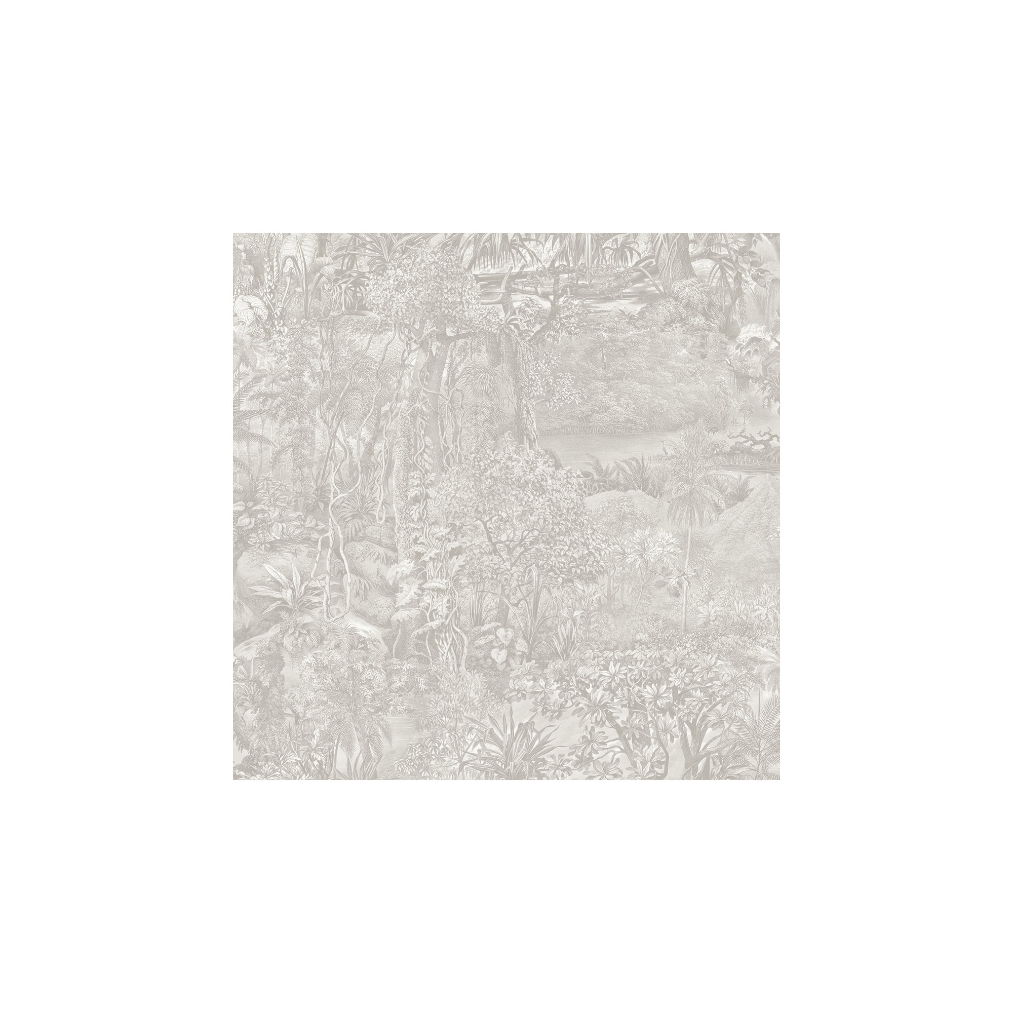 Jungle Toile Peel and Stick Wallpaper, 20.5" L x 33" W, Countryside Gray Toile