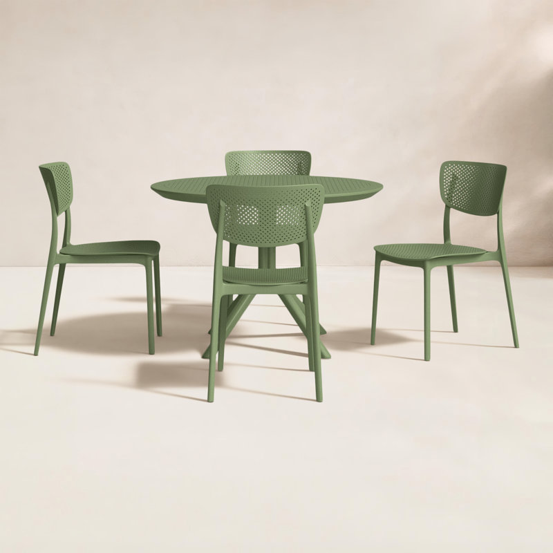 Farrah Lucy 5 Person Dining Set, Olive Green