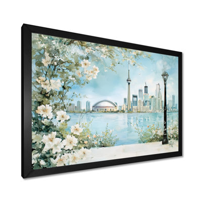 Watercolor Cn Towers Soft Glow In Toronto I - City Toronto Wall Art Living Room
