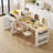 Black Kitchen Island with Extendable Dining Table for 6, Double Storage & Power Outlet, Faux Marble Top-89047208