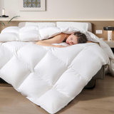 Down Comforter, All Season 100% Cotton Duvet Insert, Hotel Collection Bedding Comforters Ultra Soft Medium Warmth Duvet Insert with 8 Corner Loops White
