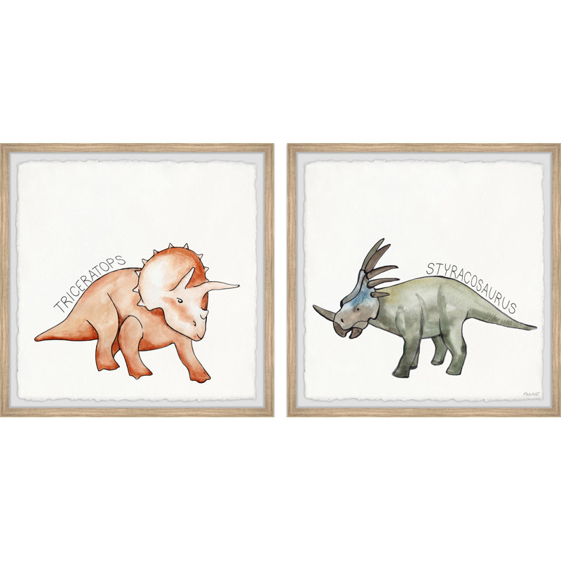 «Pimentel Baby Dinosaurs», ensemble de 2 reproductions encadrées, H 18 po x l 18 po x P 1,5 po