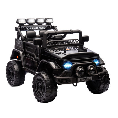 GarveeHome 12V Ride On Truck Car, 2WD Electric Car with Remote Control, Toddler Battery Powered Ride On Toy with Spring Suspension, LED Lights, Music, Battery Display for Kids 3-8, Green