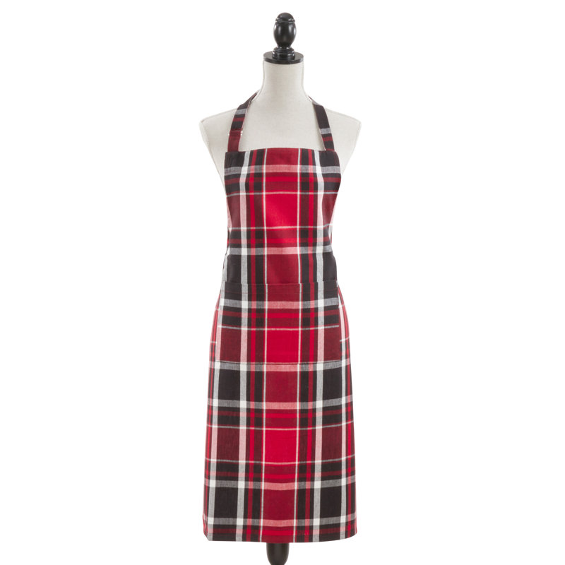 Aadiv Plaid Cotton Bib Apron