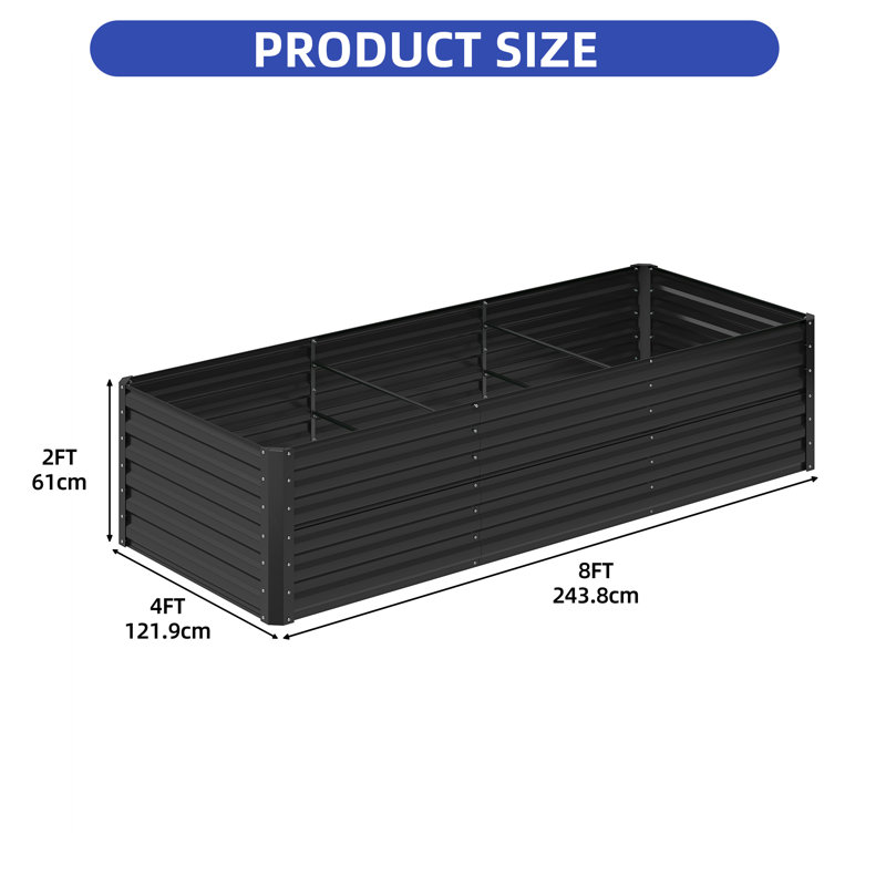 Mahika  8x4x2ft Metal Raised Garden Bed