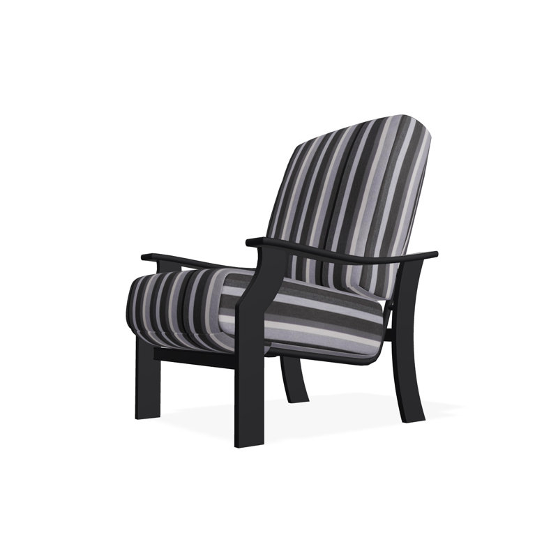 St. Catherine Marine Grade Polymer Deep Seating Cushion Arm Chair, Black, Sensory Granite