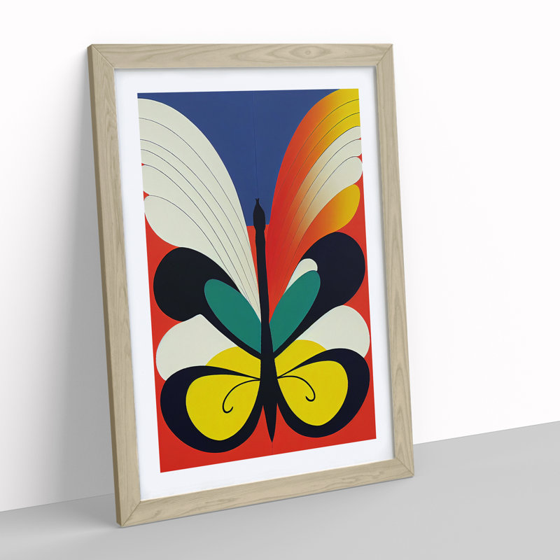 Butterfly in Abstract No.4 - Wall Art, 48cm H x 36cm W, Oak Framed, White