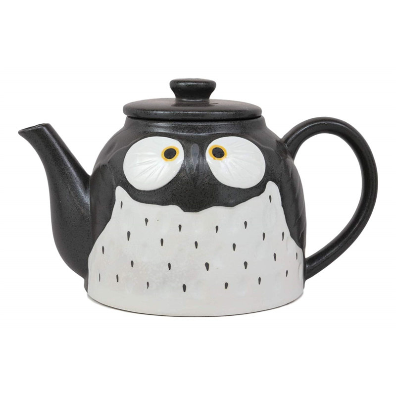 Théière sécuritaire 52 cuisinière en céramique fantaisiste hibou Dammann, Noir