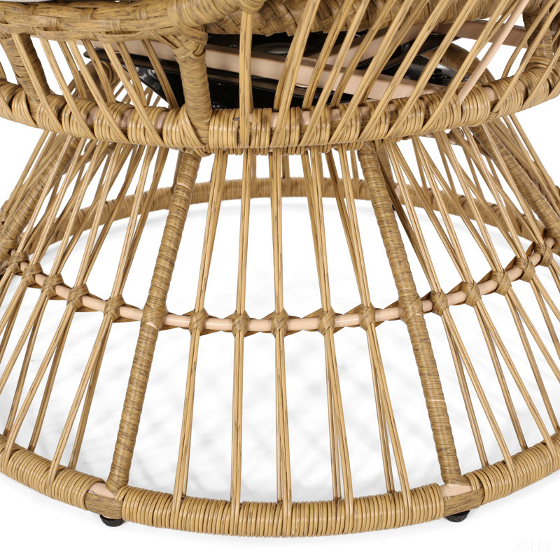 RESEDA SWIVEL PATIO  EGG CHAIR, Beige Cushion/Natural Frame