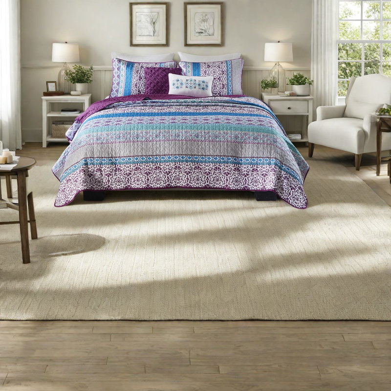 Durable Cotton Bedding Sets, Boho Style Reversible Quilt For Home
